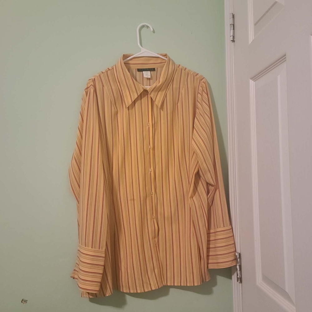 Ninety Men's Striped Beige Button Down Shirt